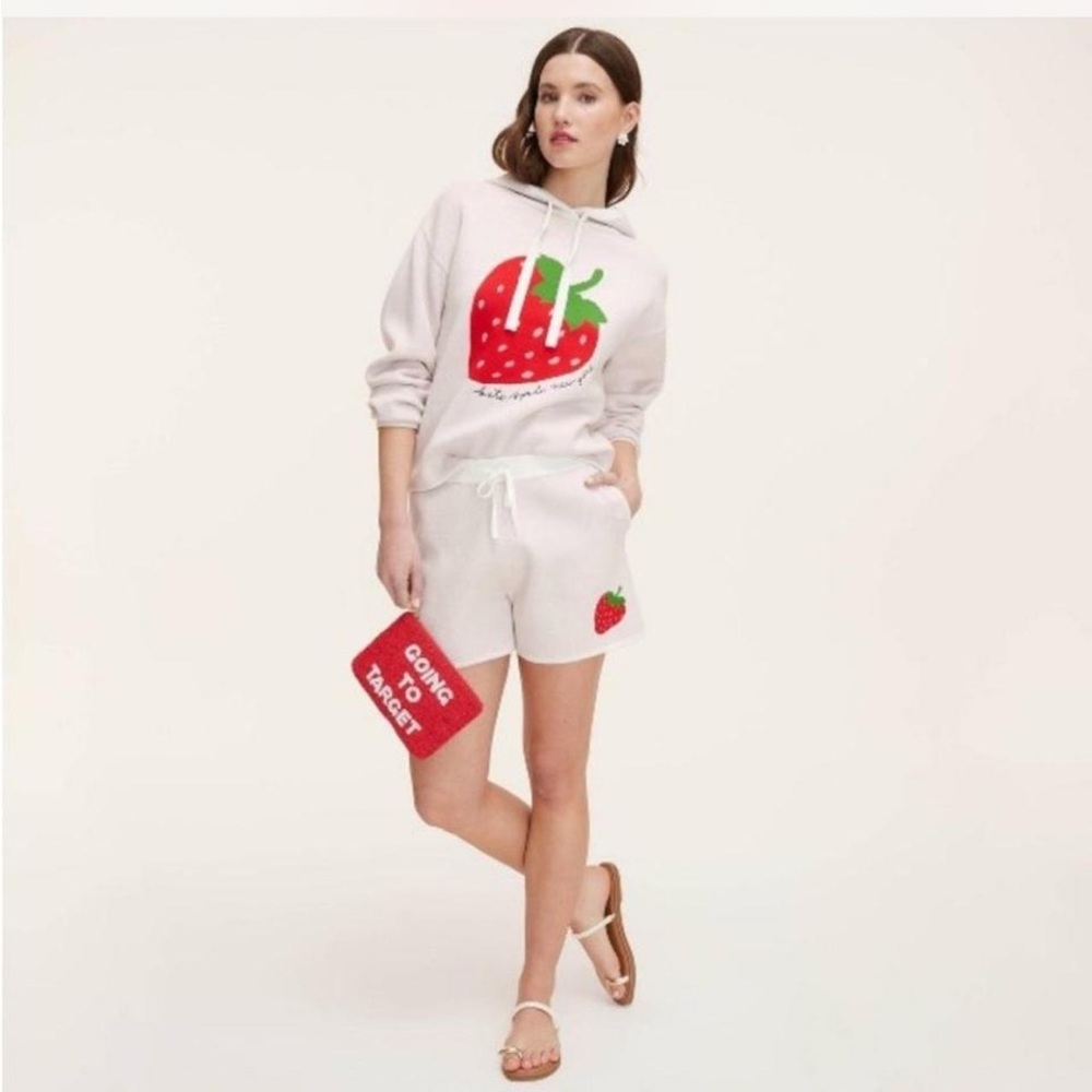 NWT SET kate spade x Target strawberry sweater knit hoodie & shorts extra small
